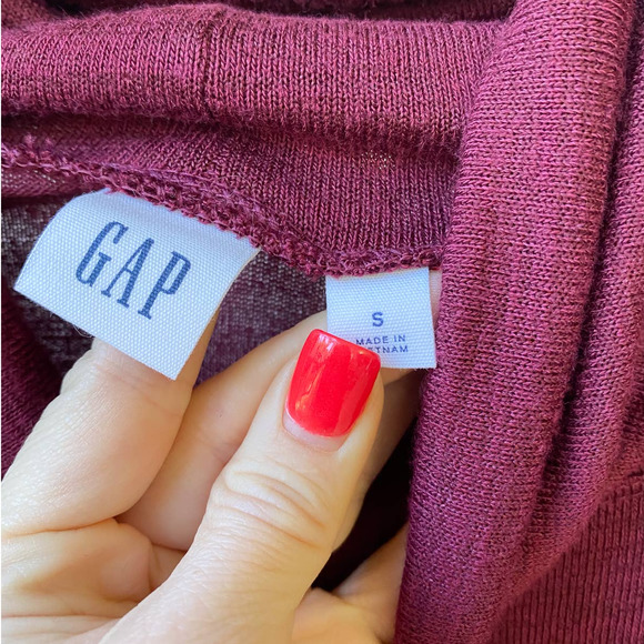 GAP Women's Maroon Cowl Neck Quarter Sleeve Hi-Low Hem Pullover Top size S - Picture 4 of 8